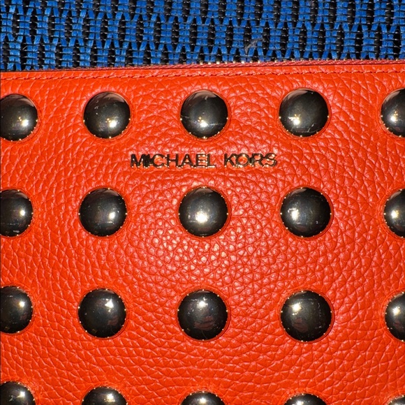 Michael Kors Orange Clutch with Gold Studs NWT - Picture 2 of 4